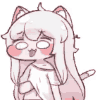 猫耳,女の子,アニメ風,白髪,デフォルメ,ピンクほっぺ,ゆるい表情