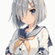 アニメ,セーラー服,銀髪,ショートヘア,女の子,制服