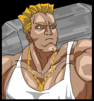 筋肉,タンクトップ,金髪,ネックレス,男性,アニメ風,イラスト