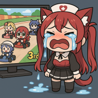 猫耳,ナース,泣いている,アニメ風,レースゲーム,3rd,テレビ,カート,女の子