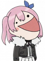 ピンク髪,アニメキャラ,デフォルメ,笑顔,黒いジャケット