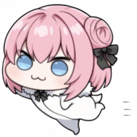 ピンク髪,デフォルメ,キャラクター,黒いリボン