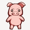 豚,アニメ,可愛い,動物,ピンク