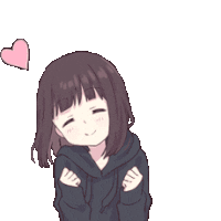 アニメ,女の子,ハート,嬉しい,黒いパーカー,笑顔,ショートヘア