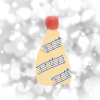 帽子,ニット帽,赤いポンポン,楽譜,水玉模様背景