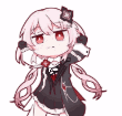 アニメ,女の子,ピンク髪,ツインテール,かわいい,ポーズ,ヘアアクセサリー,SDキャラ,赤い目