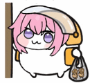 キャラクター,ピンク髪,かわいい,リュック,袋,アニメ風,イラスト