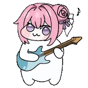 キャラクター,ピンクの髪,ギター,楽器,音楽,かわいい,アニメ風,バラ,リボン