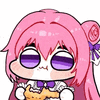 ピンク髪,アニメキャラクター,食べ物,キャラクターアイコン,リボン,漫画風