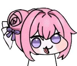 ピンク髪,アニメ風,紫色の目,舌を出す,お団子ヘア,リボン,キャラクター,カワイイ