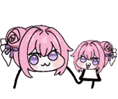 ピンク髪,アニメキャラ,紫色の目,デフォルメ,手紙