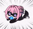 アニメ,ピンクの髪,マスク,コミックスタイル,キャラクター