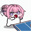 ピンク髪,SDキャラ,卓球,驚き顔,かわいい