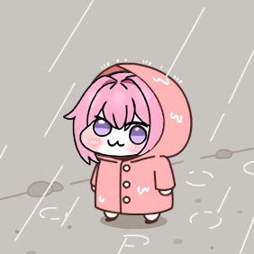 ピンクの髪,レインコート,雨,アニメキャラクター,かわいい,フード