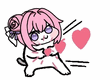 猫,ピンクの髪,ハート,可愛い,キャラクター,お花,リボン,動物