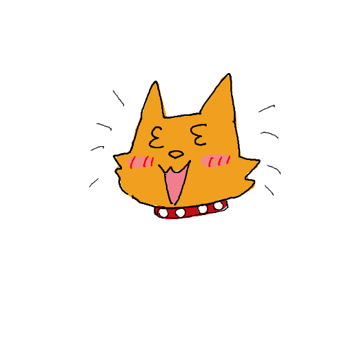 猫,イラスト,オレンジ,笑顔,首輪,シンプル